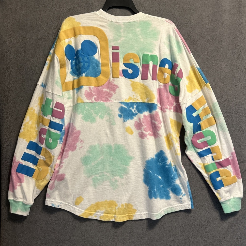 Walt Disney World Spirit Jersey Shirt Long Sleeve Tee Adult  L Tie Dye Rainbow